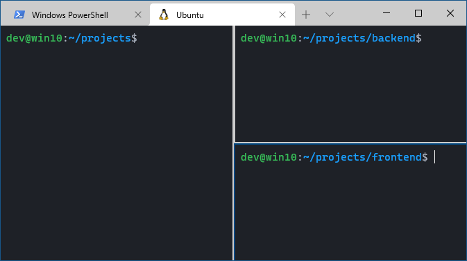 Multiple panes with different working directories